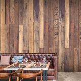 复古怀旧工业风仿真木纹木质壁纸奶茶咖啡店装修个性壁画酒吧墙纸