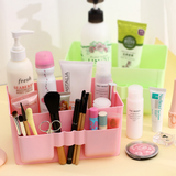 韩国纯色大容量塑料化妆品收纳盒 创意桌面整理盒储物盒 杂物收纳