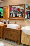 中式现代做旧卫浴柜浴室柜组合橡木落地洗脸盆洗手台盆柜陶瓷盆