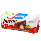 意大利进口健达缤纷乐巧克力kinder bueno牛奶榛果酱威化43gX3包