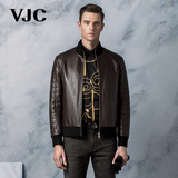 VJC威杰思新款皮夹克男士时尚青年绵羊皮真皮皮衣专柜正品