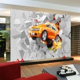 厂价赵订制打折壁画 电视背景墙纸壁纸 儿童房3D立体抽象卡通汽车