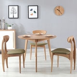 白橡木圆形餐桌椅组合日式现代简约小户型饭桌子北欧全实木咖啡桌
