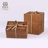 木质茶具包装礼盒 天然原木松木碳化银茶壶锦盒木盒 可定制礼品盒