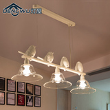 灯屋北欧创意个性灯具餐厅灯吧台咖啡厅美式乡村三头玻璃小鸟吊灯