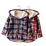 女童 儿童衬衫男童长袖加绒加厚纯棉 2015冬季新款休闲格子衬衣潮