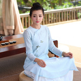 2016夏季中国风女装茶人服禅意长衫经典手绘中式复古旗袍上衣茶服