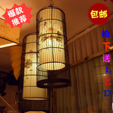 现代中式古典铁艺鸟笼吊灯 简欧式铁艺异形仿古手绘羊皮工程吊灯