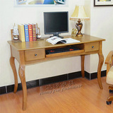 美式环保复古实木电脑桌家用台式 单人办公桌 卧室写字台带抽屉