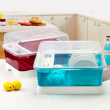 厨房碗柜塑料沥水架碗架超大号双层带盖装碗筷餐具收纳盒置物架