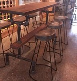 铁艺酒吧吧台实木桌椅复古工业水管咖啡厅客厅餐桌椅子定做高脚桌