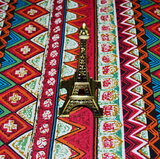 波西米亚布料民族风棉麻印花波浪花条纹DIY手工拼布桌布靠垫面料