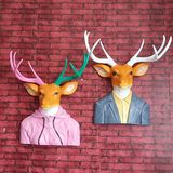 创意动物头夫妻鹿头壁挂壁饰家居玄关书房卧室婚房装饰品婚庆礼品