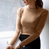 2015zara秋冬女装半高圆领长袖针织衫修身紧身套头显瘦打底衫毛衣