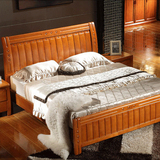 中式实木橡木床1.8米双人床高箱储物床1.5婚床儿童单人床1.21.35