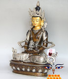 进口正宗尼泊尔铜鎏银长寿佛佛像 无量寿佛 密宗神像1尺33cm包邮