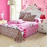卡通全棉床单单件 纯棉被单 宿舍高低床多尺寸粉红色豹纹KITTY猫