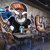 大型壁画个性涂鸦酒吧KTV休闲吧咖啡厅客厅墙纸背景墙壁纸3D复古