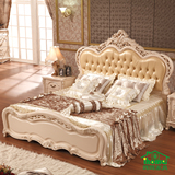 欧式床 双人床 1.8米实木床头层真皮床 现代公主床创意现货高箱床