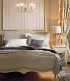 美式全实木雕花真皮床欧式2.0米大床奢华婚床橡木白/红色别墅家具