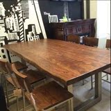茶桌松木老榆木北欧原木餐台面板订做长条办公桌支架定制实木大板