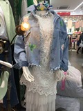 韩国代购2016春夏新款女装花朵印花宽松韩版毛边茧型牛仔褂外套女