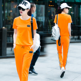 运动套装女夏2016新款韩版短袖时尚两件套休闲长裤跑步运动服套装