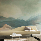 新中式水墨山水墙纸 抽象卧室办公室床头背景墙壁纸壁画 创意手绘