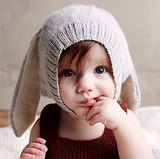 儿童长耳朵兔子帽冬男女宝宝新款帽子婴儿小孩毛线套头帽针织帽