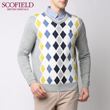 scofield韩国衣恋专柜新款春季男士休闲菱格针织衫SMKW51C001
