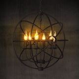 loft美式北欧蜡烛吊灯复古圆形铁艺餐厅灯鸟笼酒吧灯