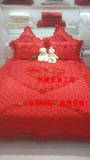 高档大红心形床盖三件套欧式深红蕾丝边床罩床盖三件套韩式大品牌