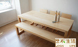 实木咖啡餐桌原木饭桌白橡木不伸缩折叠餐桌椅简约餐厅组合长方形