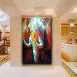 纯手绘创意经典大象油画 现在家居玄关走廊装饰无框画 欧式抽象画