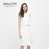 【热卖】夏装新款MECITY女士裙装假两件绣花连衣裙