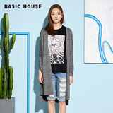 Basic House/百家好夏新品修身中长款针织薄开衫HPKT321T