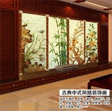 电视背景墙壁纸墙画客厅茶楼3d立体无纺布中式大型壁画梅兰竹菊