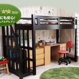 日式小户型松木实木床简约现代全实木高架床带楼梯护栏儿童成人床