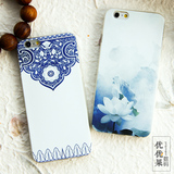 iPhone6中国风简约青花瓷荷花手机壳 苹果6s硅胶浮雕原创意保护套