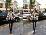 2014韩版冬季新款撞色迷彩仿皮草短款外套保暖毛毛绒大衣女特价