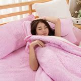 简约个性纯色珊瑚绒四件套山羊绒加厚床单式1.8m床上用品柔软保暖
