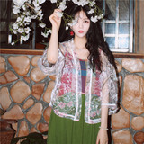 夏季女装韩版日系和服原宿风软妹子透明宽松防晒衣外套蝙蝠袖开衫