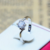 韩国1一克拉水晶锆石钻指环女结婚定求婚钻戒情侣对戒情人节礼物