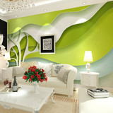 简约时尚绿色抽象树木壁纸电视背景墙大型壁画立体3D客厅沙发墙纸