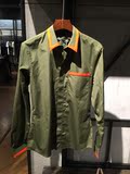 GIVENCHY纪梵希现货代购男修身衬衫军绿色异色口袋新款16S6014300
