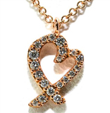 二手正品 Tiffany蒂芙尼 18k玫瑰金钻石爱心项链 41cm 日本代购