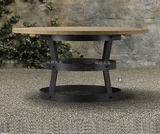 美式复古家具室外铁艺实木圆桌面北欧设计餐桌咖啡桌椅组合茶几桌