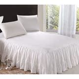 小贝床上用品单件套纯白色全棉床裙纯棉荷叶边床罩美容床床单被单