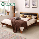 林氏木业现代中式床1.5米双人床简约皮靠背板式卧室家具AG021CPB