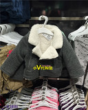 香港正品代购 H&M男女婴童装 斜拉链加毛绒羊毛呢机车夹克外套